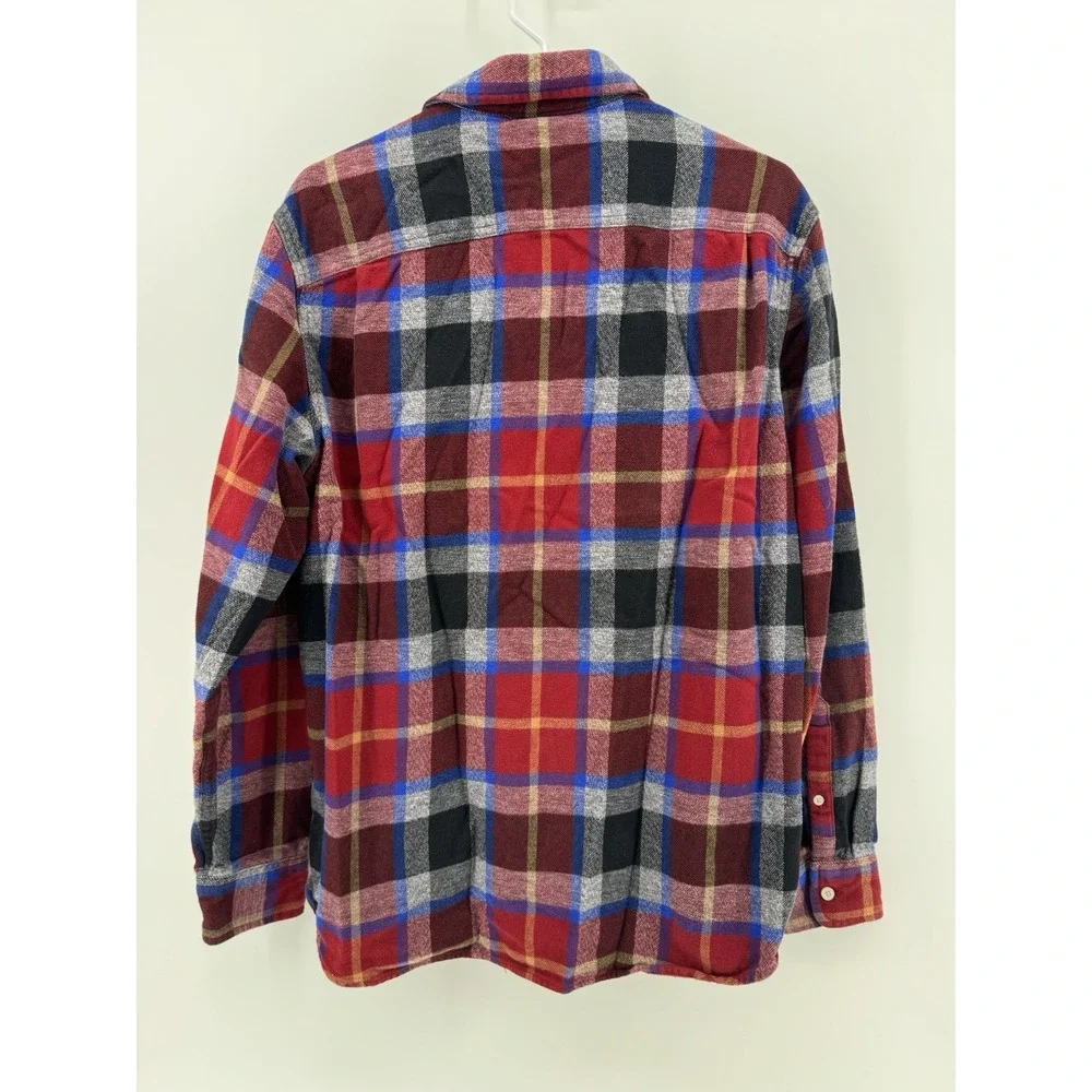 The North Face Plaid Flannel Button-Up Shirt Pockets Red/Blue/Gray Men's M
